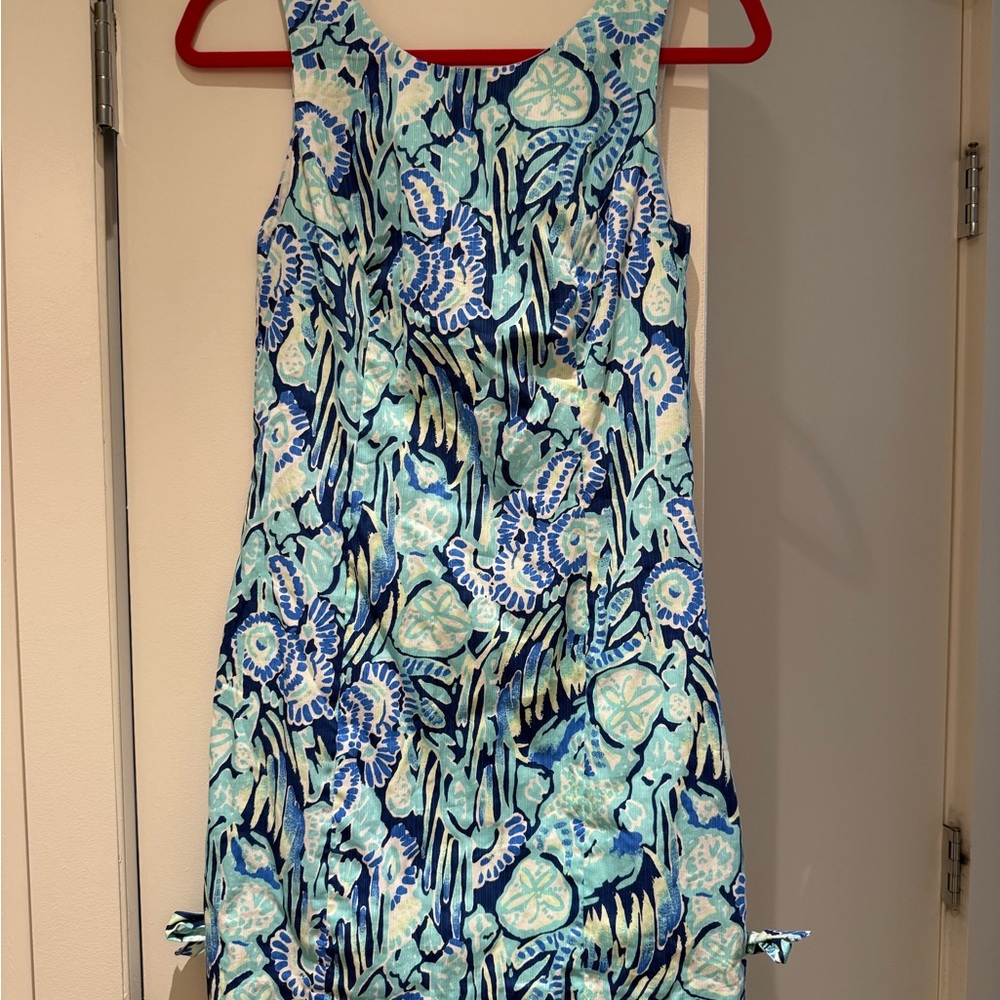 Lilly Pulitzer Mila Shift Dress Sz 2 Indigo Sunset Blue Lined Sleeveless